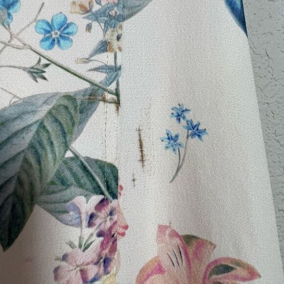 Parker Womens White Multicolor Yuna Dress Mini Floral Pleated Hem Tie Back Sz 6 - Picture 2 of 6